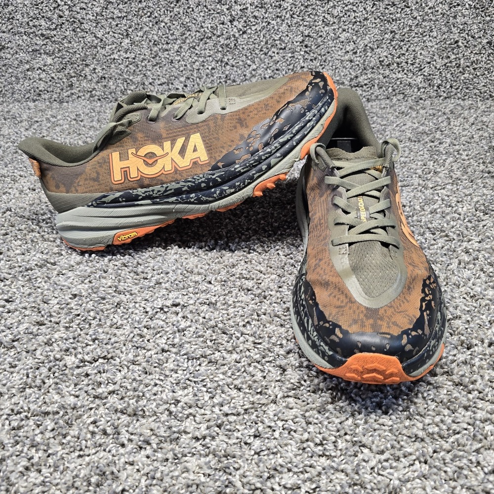 Hoka Speedgoat 6 Running Shoes Mens 13 2E Vibram  Antique Olive Squash Trail